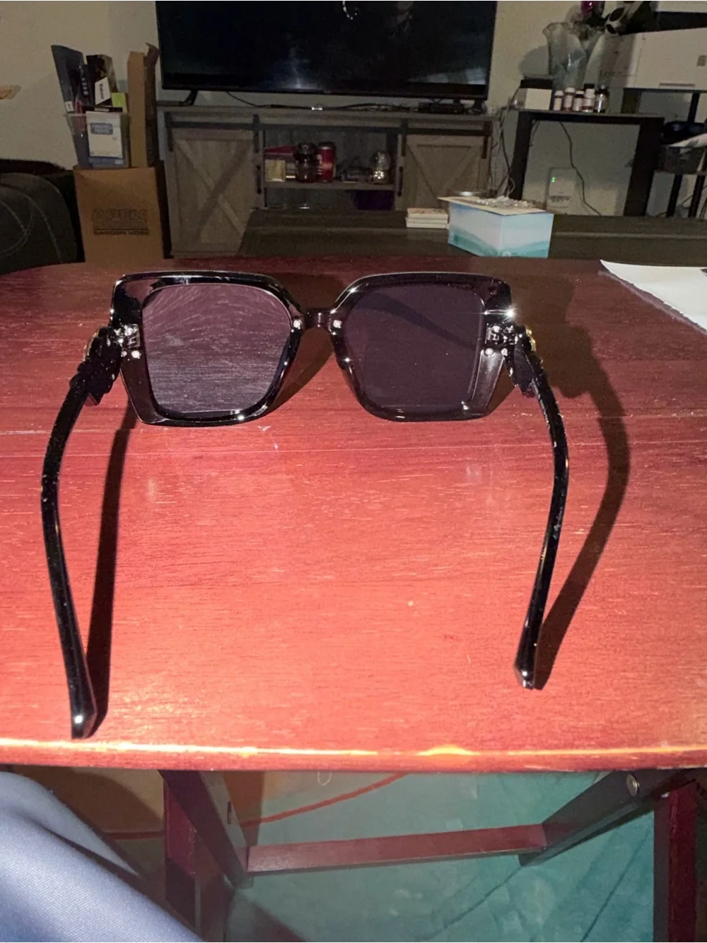 CHANEL Black Oversized Square Sunglasses with Gold CC Accents